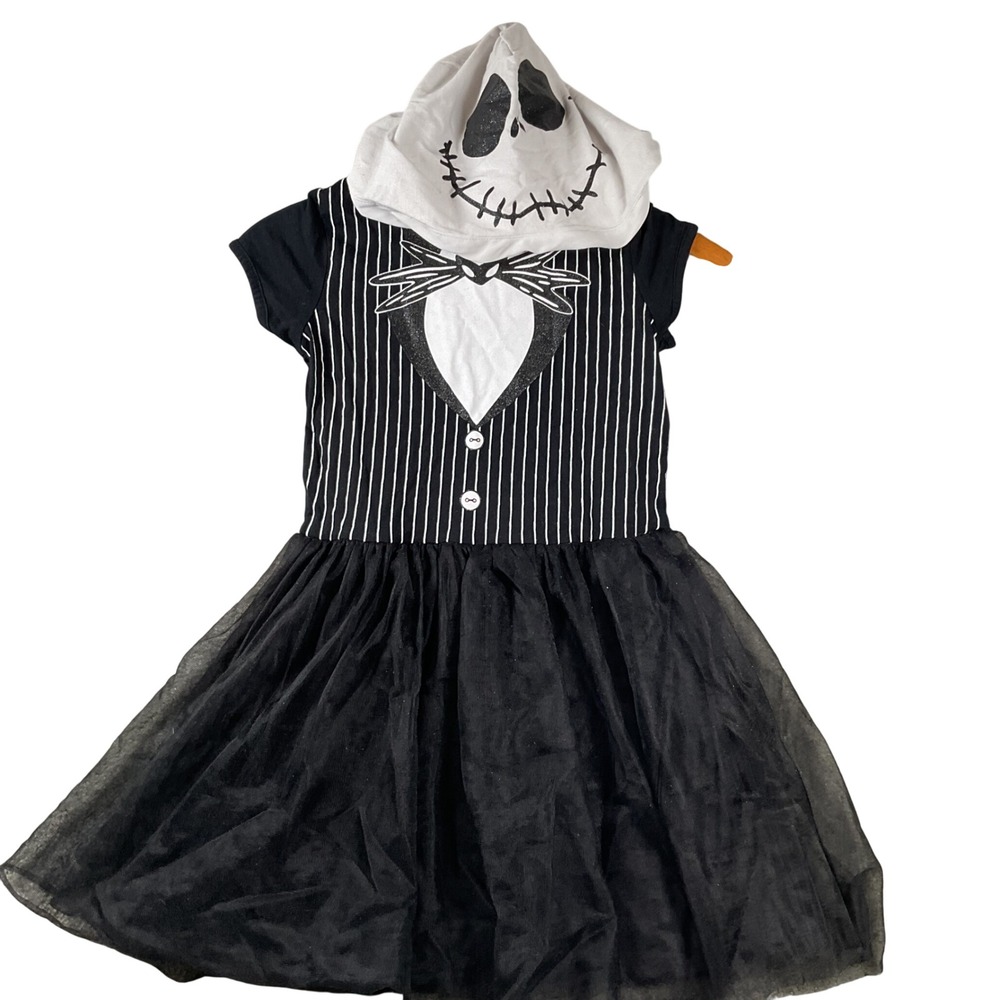 Disney Nightmare Before Christmas Jack Skellington Dress Girls M 7/8 Black White